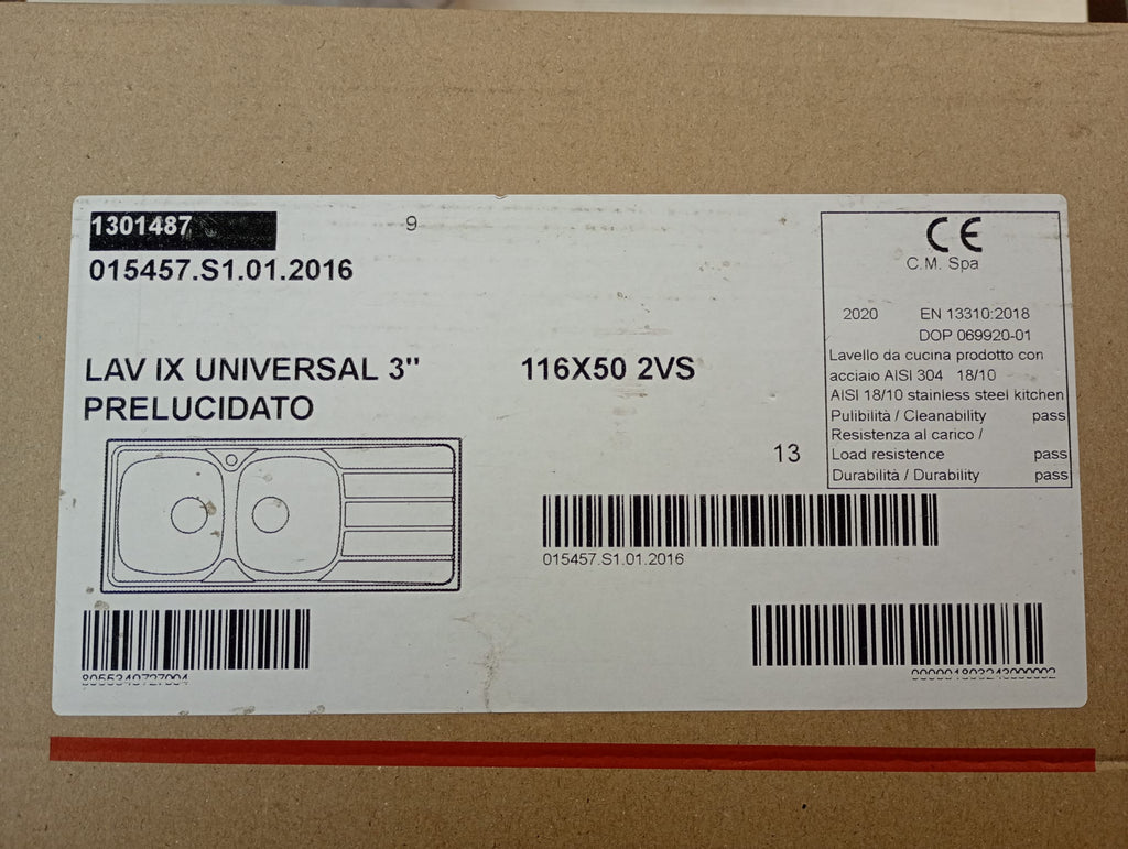 etichetta lavello modello universal della cm italia due vasche con gocciolatoio 