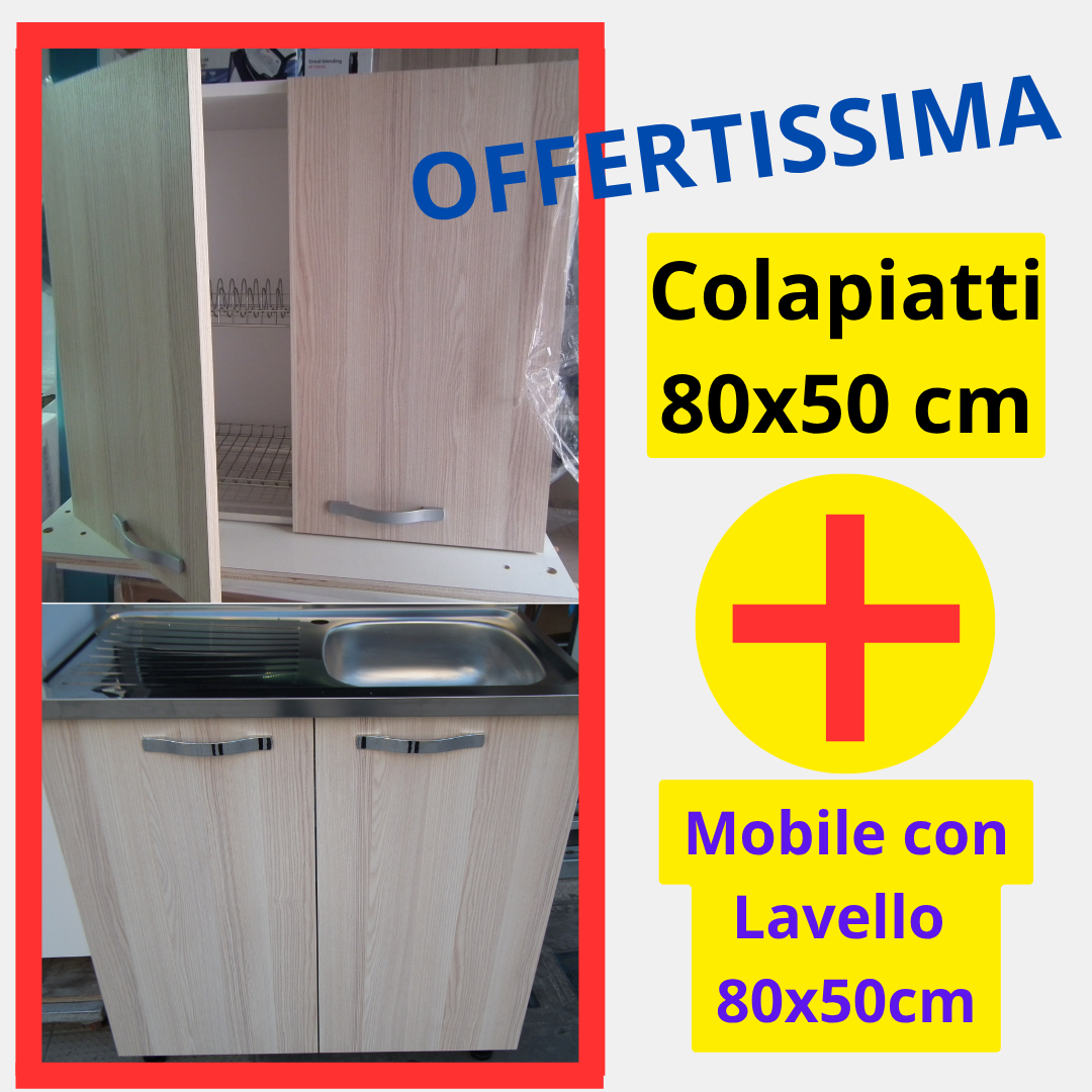 Mobile sottolavello con lavello Acciaio inox + Pensile Colapiatti vari colori