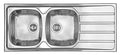 lavello cucina acciaio inox satinato serie incasso due vasche a sinistra con gocciolatoio 116x50cm della cm italia