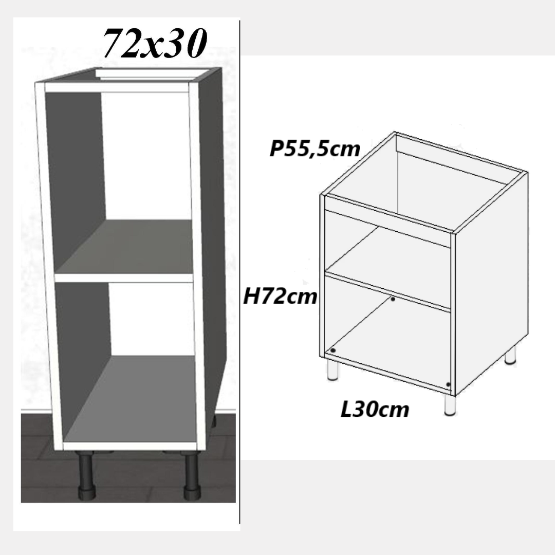 mobile base cucina in legno melamminico colore bianco opavco altezza 72 larghezza 30 e profondità 55,5cm 