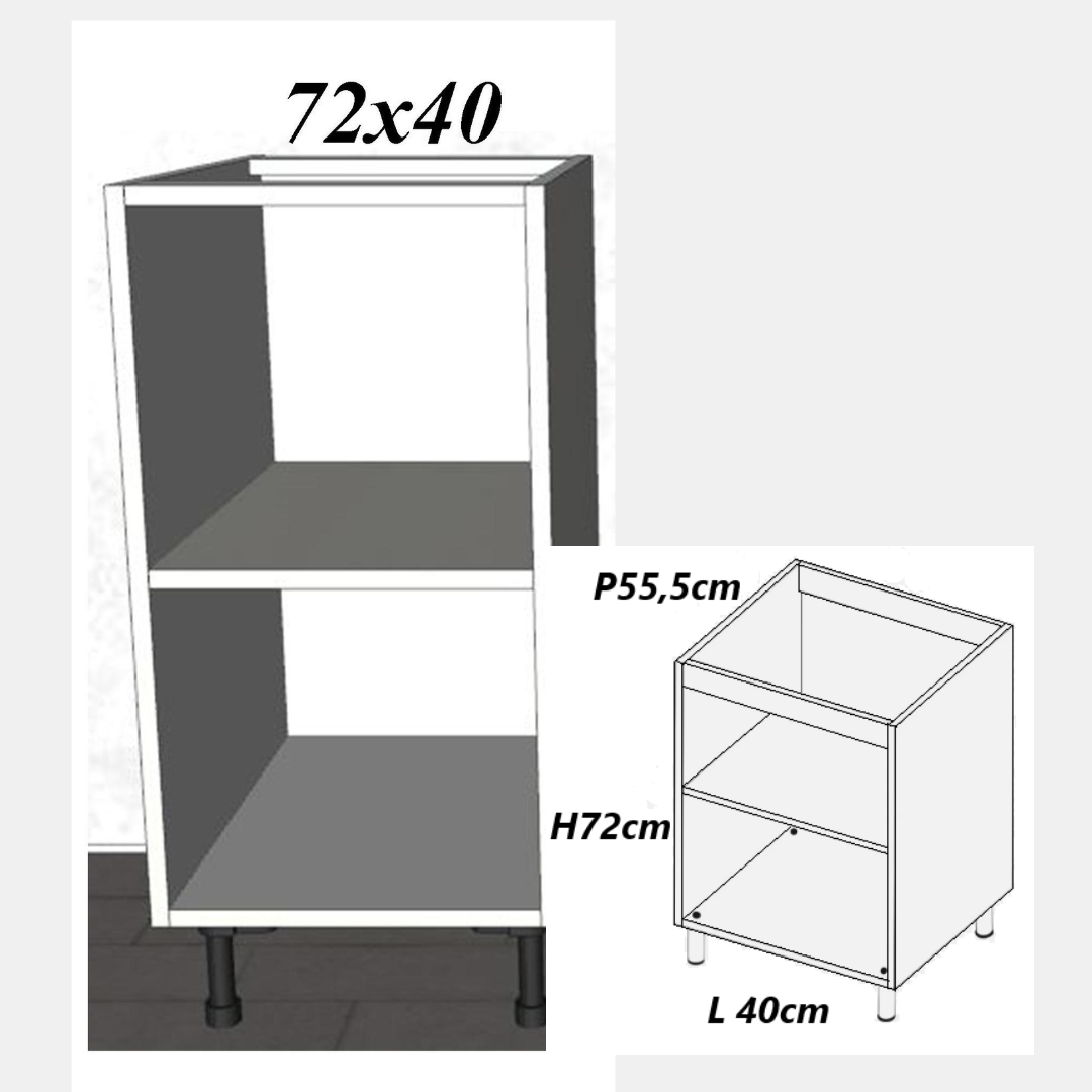 mobile base cucina in legno melamminico colore bianco opavco altezza 72 larghezza 40 e profondità 55,5cm 