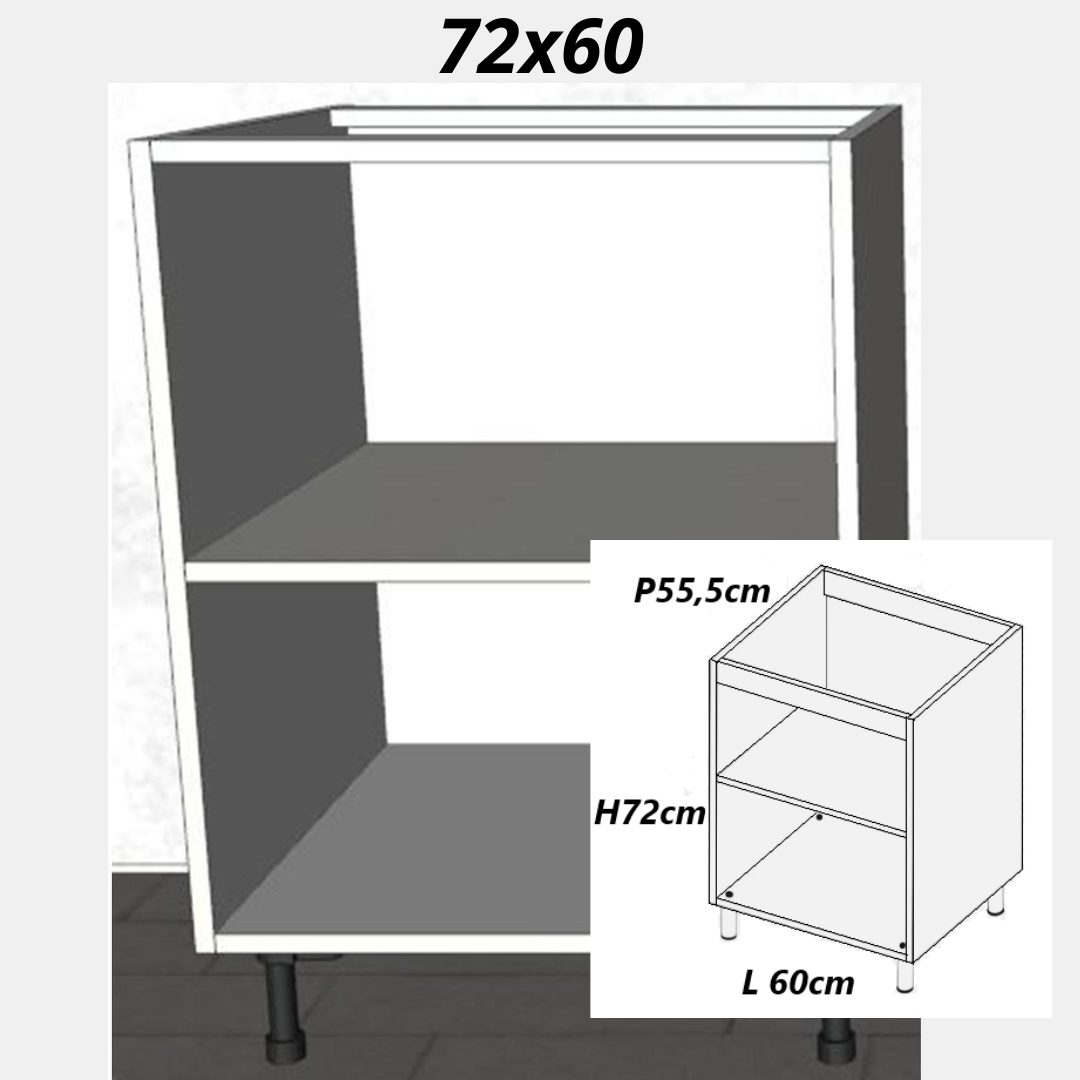 mobile base cucina in legno melamminico colore bianco opavco altezza 72 larghezza 60 e profondità 55,5cm 