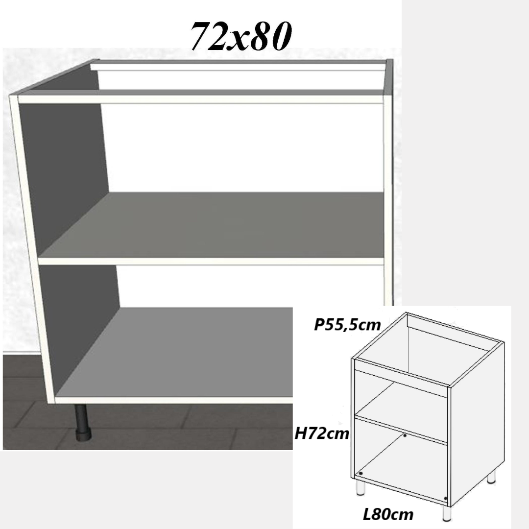 mobile base cucina in legno melamminico colore bianco opavco altezza 72 larghezza 80 e profondità 55,5cm 