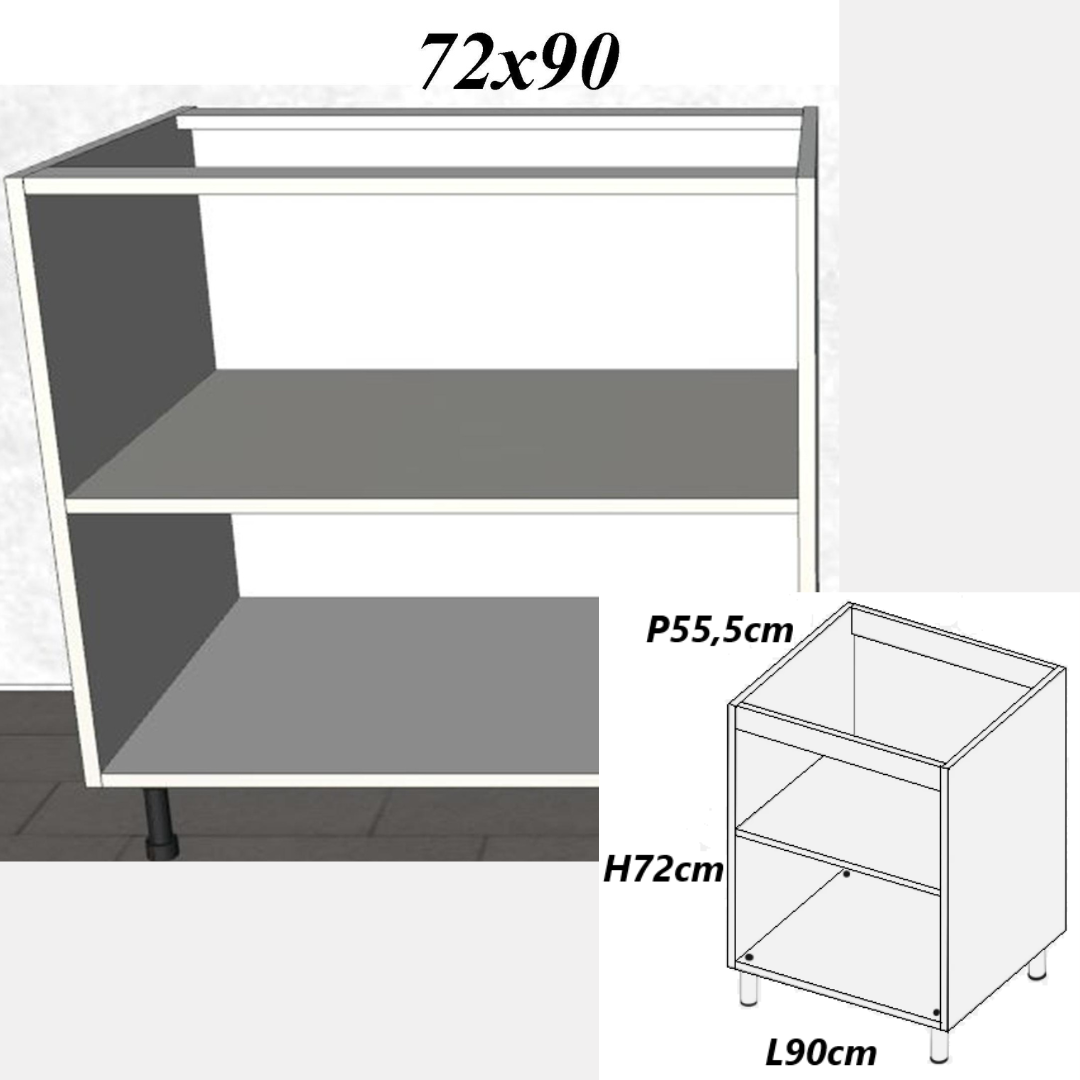 mobile base cucina in legno melamminico colore bianco opavco altezza 72 larghezza 90 e profondità 55,5cm 