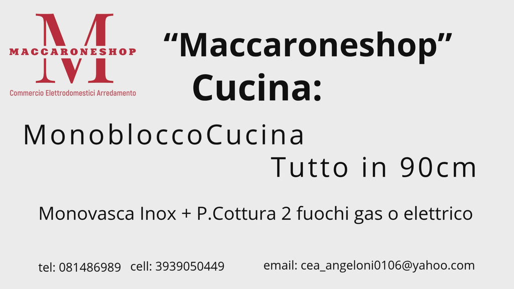 Minicucina tutto in 90 cm con lavello monovasca e piano cottura